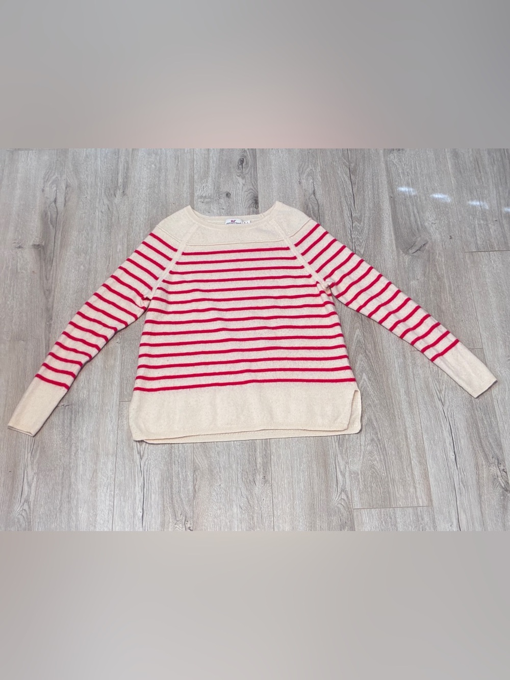 Vineyard Vines Wool Cashmere Striped Sweater Ivory Raspberry Pink Size Small - Picture 4 of 10